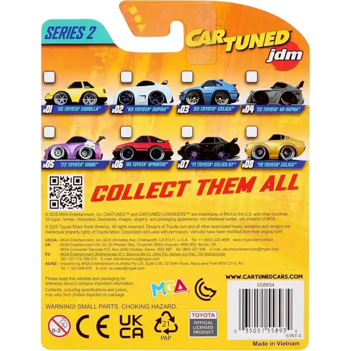 MGAE CarTuned JDM Seri 2 1993 Toyota Supra A90 Diecast Koleksiyon Arabası, Beyaz, Metal Gövde