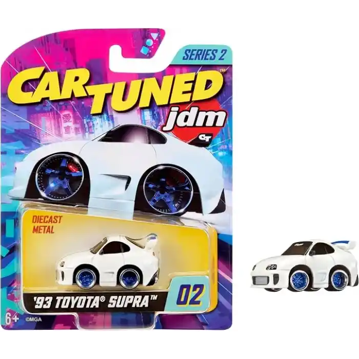 MGAE CarTuned JDM Seri 2 1993 Toyota Supra A90 Diecast Koleksiyon Arabası, Beyaz, Metal Gövde