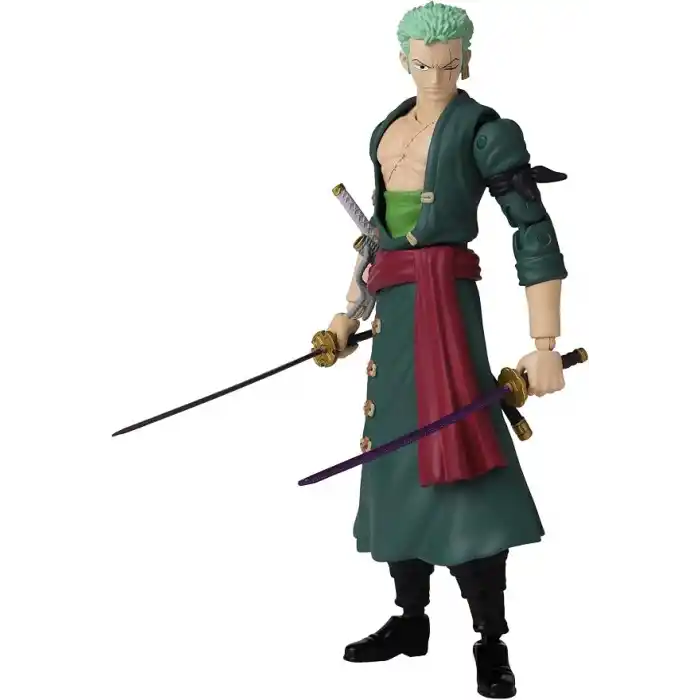 Anime Heroes Tek Parça Figürler Roronoa Zoro Aksiyon Figürü, Değiştirilebilir Kollar ve Yüzler ile Mafsallı Zoro Anime Figürü, Bandai Tek Parça Aksiyon Figürleri Korsan Oyuncakları Serisi, 17 cm