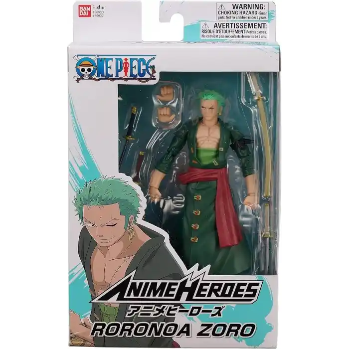 Anime Heroes Tek Parça Figürler Roronoa Zoro Aksiyon Figürü, Değiştirilebilir Kollar ve Yüzler ile Mafsallı Zoro Anime Figürü, Bandai Tek Parça Aksiyon Figürleri Korsan Oyuncakları Serisi, 17 cm