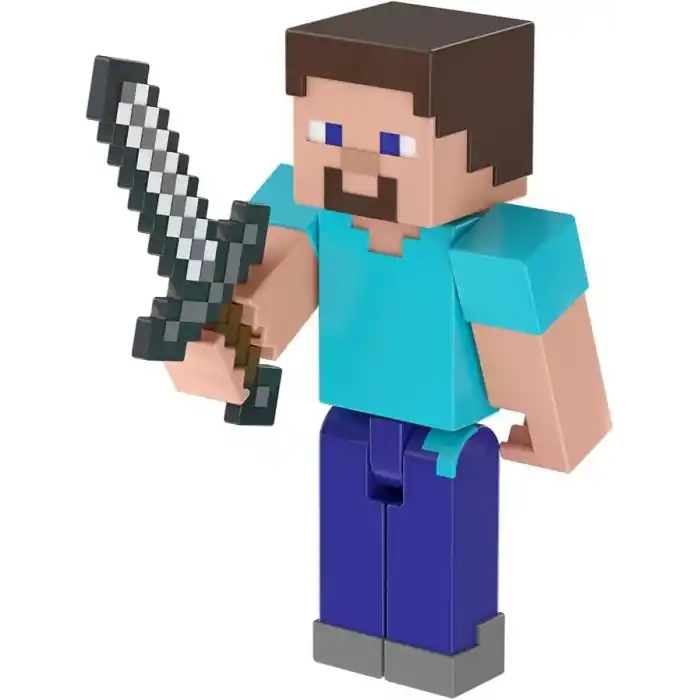 8 cmlik koleksiyona uygun Mattel Minecraft Köy Baskını Paketi, Steve dahil 3 aksiyon figürü ve aksesuarlar, JJT18