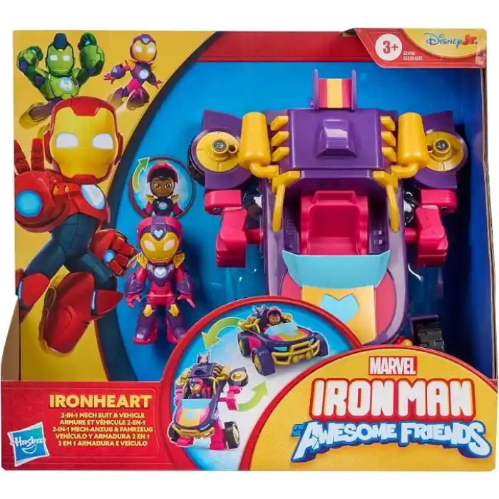 Marvel Iron Man ve Muhteşem Arkadaşları Ironheart 2si 1 Arada Mekanik Zırh ve Araç, Aksiyon Figürü ve Oyuncak Araç Seti