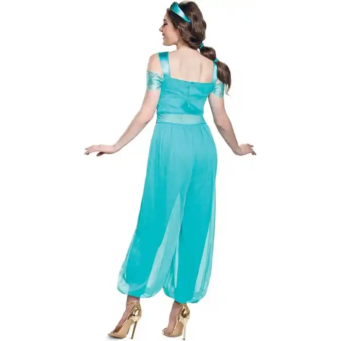 Disney Kadın Jasmine Deluxe Yetişkin Kostümü, Turkuaz, Turkuaz, M (8-10)