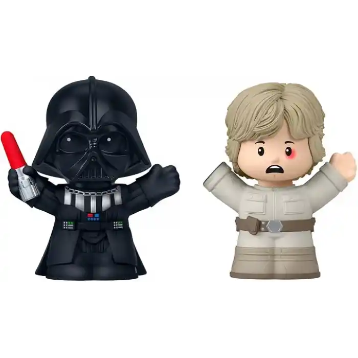 Hayranlar için özel Little People Collector STAR WARS: I Am Your Father seti, sergileme kutusunda Darth Vader ve Luke Skywalker figürleri, JFW74