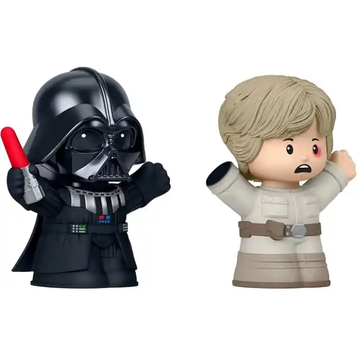 Hayranlar için özel Little People Collector STAR WARS: I Am Your Father seti, sergileme kutusunda Darth Vader ve Luke Skywalker figürleri, JFW74