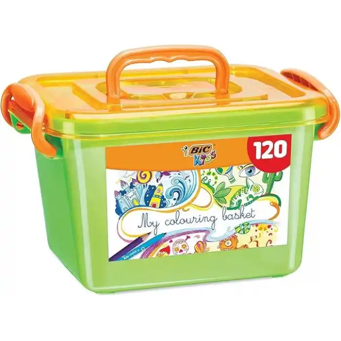 BIC Kids Boyama Seti - Çeşitli ve Canlı Renklerde 120 adet Boyama Kalemli Büyük Kutu, 60 Adet Keçeli Kalem ve 60 Adet Kuru Boya Kalemi