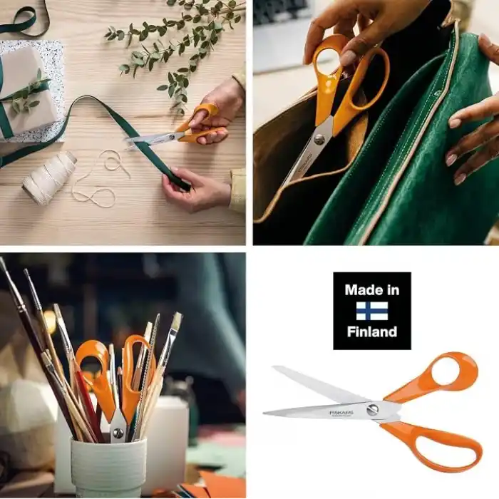 Fiskars El sanatları, dikiş ve ofis işleri için evrensel makas, Klasik, Uzunluk: 21 cm, Sağ elini kullananlar için, Turuncu, 1005148
