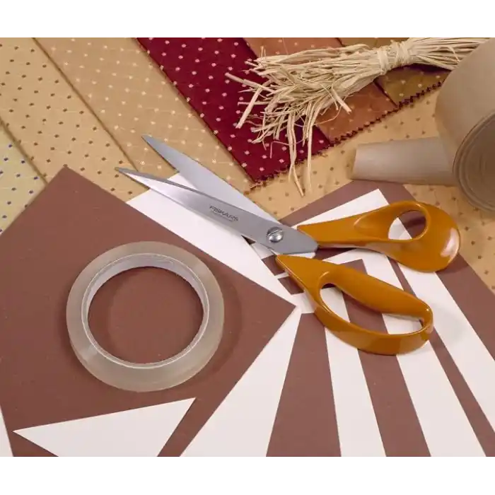 Fiskars El sanatları, dikiş ve ofis işleri için evrensel makas, Klasik, Uzunluk: 21 cm, Sağ elini kullananlar için, Turuncu, 1005148