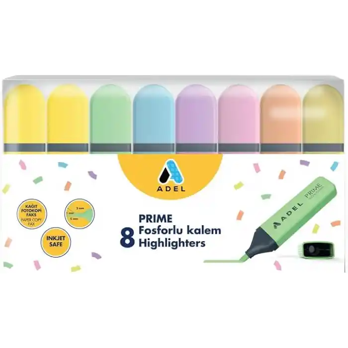 Adel Prime Fosforlu Kalem 8li Set