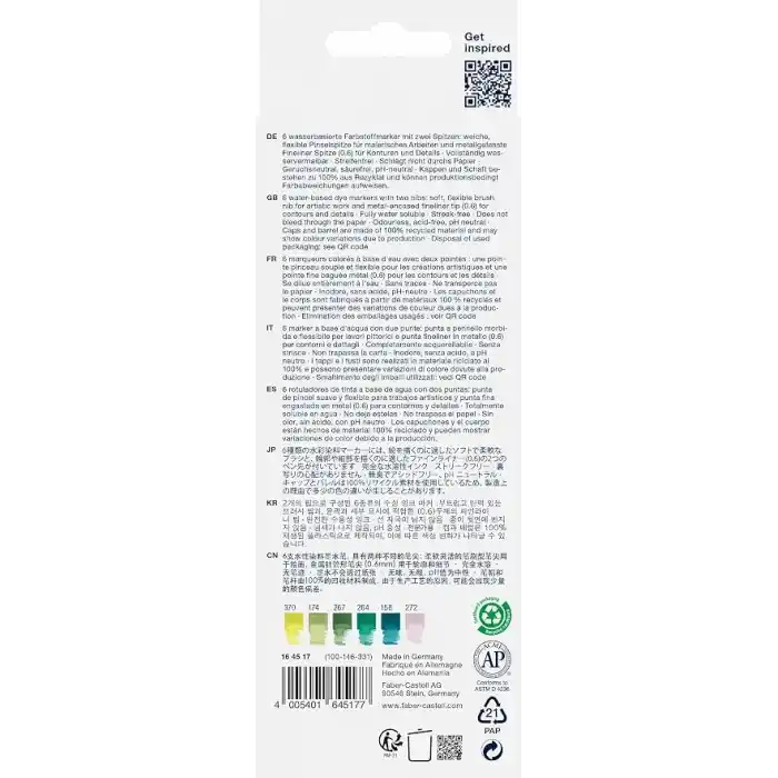 Faber-Castell Goldfaber Aqua Çift Uçlu Markör, Kaligrafi, 6lı Jungle