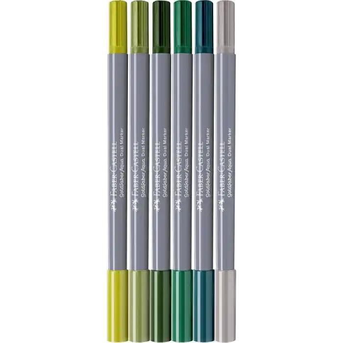 Faber-Castell Goldfaber Aqua Çift Uçlu Markör, Kaligrafi, 6lı Jungle
