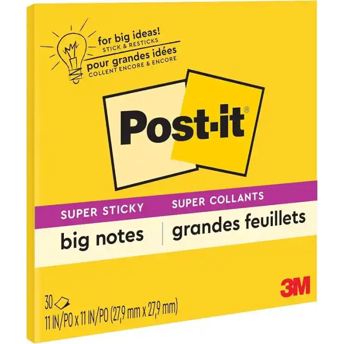 Post-it S per Yap kanl B y k Notlar, 28 cm x 28 cm, 1 Ped, 30 Sayfa/Ped (BN11)