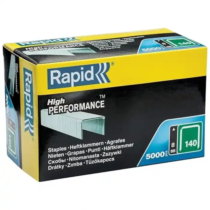 Rapid Zımba teli Tip 140, 8 mm zımba, 5000 adet büyük paket, ahşap ve folyolar için yassı tel kıskaçlar