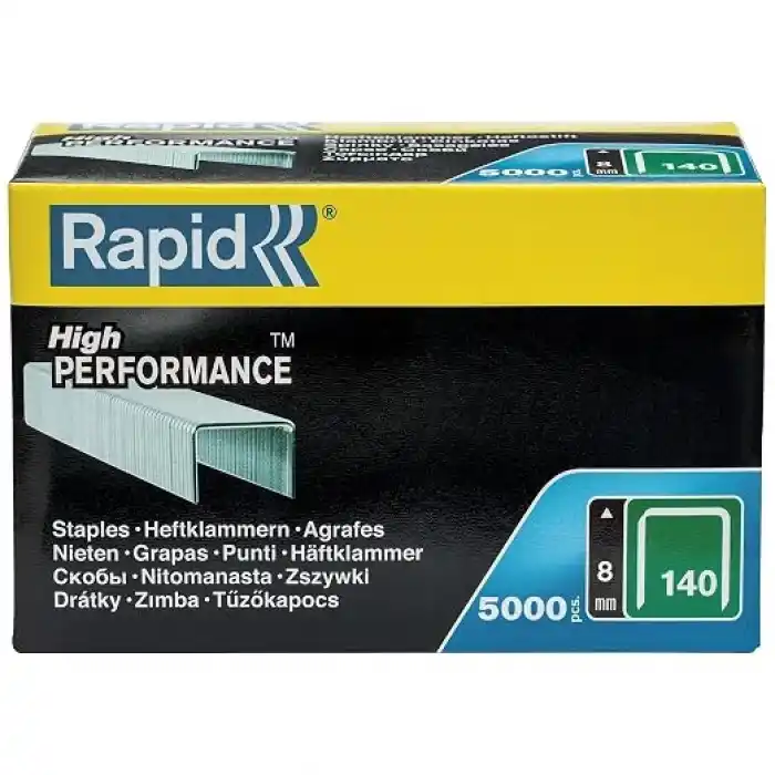 Rapid Zımba teli Tip 140, 8 mm zımba, 5000 adet büyük paket, ahşap ve folyolar için yassı tel kıskaçlar