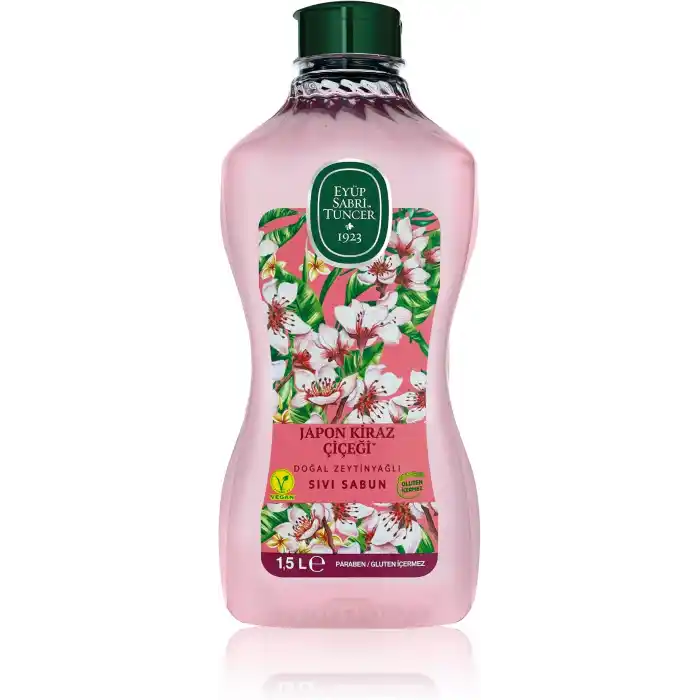 Eyüp Sabri Tuncer Doğal Zeytinyağlı Sıvı Sabun Japon Kiraz Çiçeği 1,5 L Pet Şişe (1 x 1500 ml)