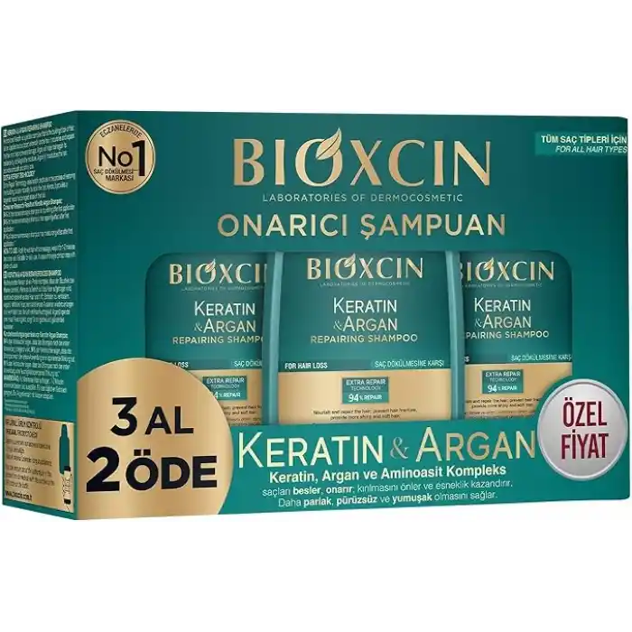 Bioxcin Keratin & Argan Onarıcı Bakım Şampuan 300 ml 3 Al 2 Öde - Yıpranmış Ve Hassas Saçlar