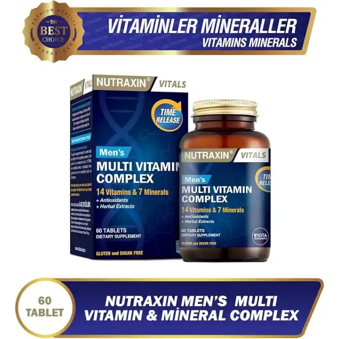 Nutraxin Mens Multi Vitamin Complex 60 Tablet Takviye Edici Gıda