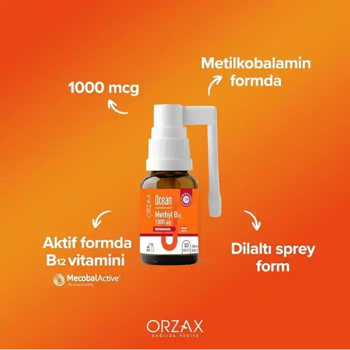 Ocean Methyl B12 1000 mcg Metilkobalamin içeren Dilaltı Sprey (1 x 10 mL)