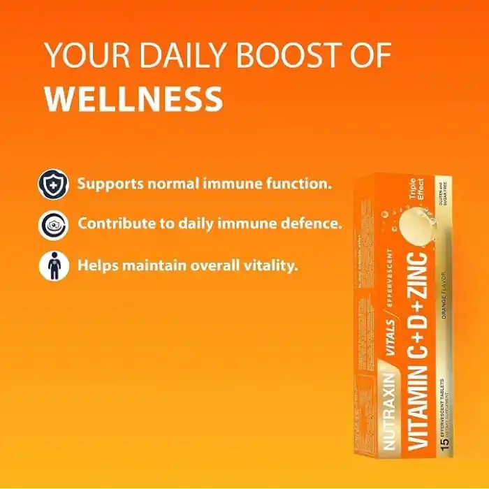 Nutraxin Vitamin C-D-Zinc 15 Efervesan Tablet Takviye Edici Gıda