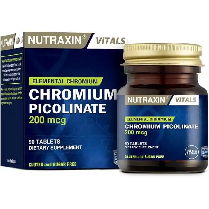 Nutraxin Vitals Chromum Picolinate 200 mcg 90 Tablet Takviye Edici Gıda