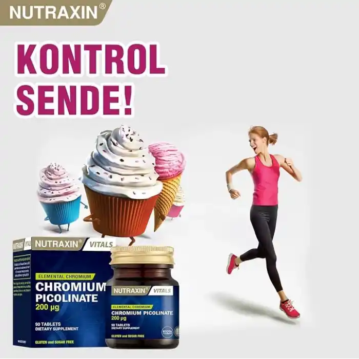 Nutraxin Vitals Chromum Picolinate 200 mcg 90 Tablet Takviye Edici Gıda