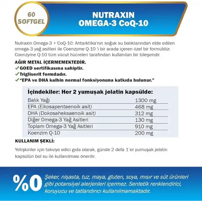 Nutraxin Omega 3 + CoQ-10 60 Soft Jel