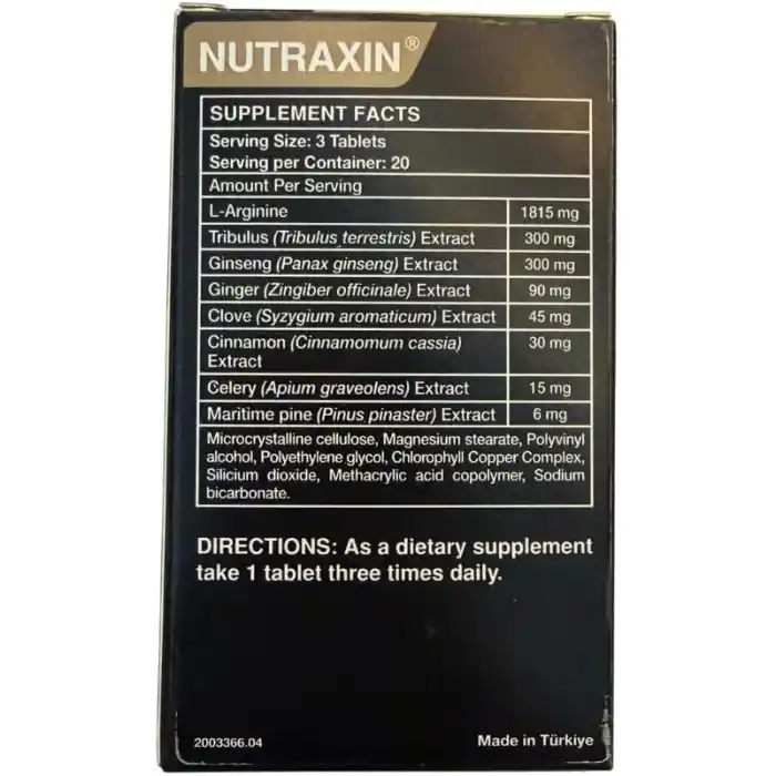 Nutraxin Green Power Ultra Men L-Arginine 60 Tablet Takviye Edici Gıda