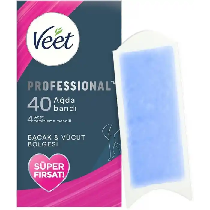 Veet Professional Hassas Ciltler İçin Ağda Bandı, Bacak Ve Vücut Bölgesi, 40lı Süper Fırsat Paketi, Ağda Bandı
