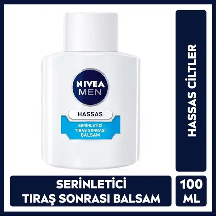 NIVEA Men Hassas Serinletici Tıraş Sonrası Balsam 100 ml, Hassas Ciltler, Alkolsüz Formül, Hızlı Emilir