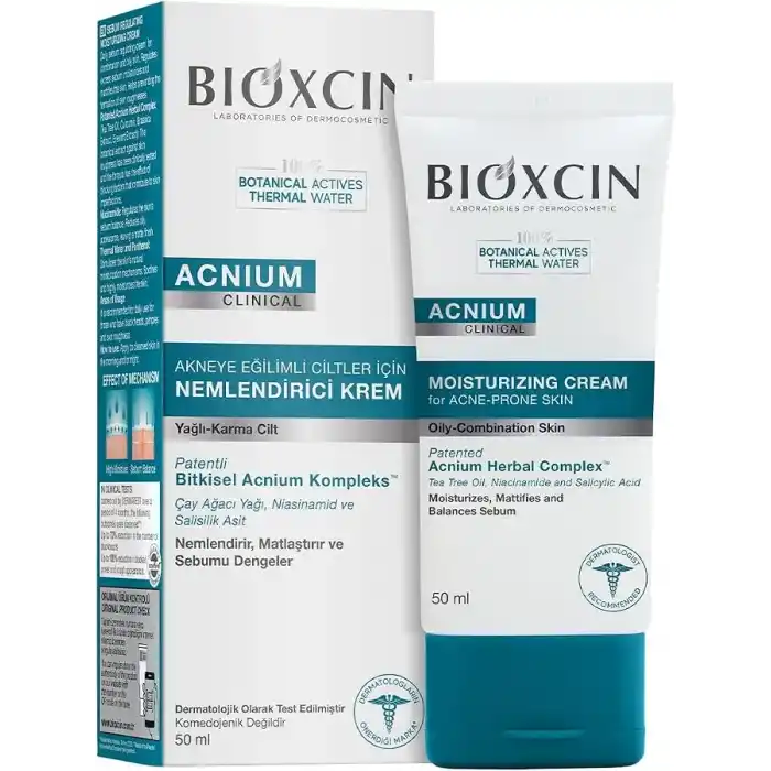Bioxcin Acnium Sebum Dengeleyici Nemlendirici Krem 50 ml – Yağlı ve Akneye Eğilimli Ciltler İçin Hafif Nemlendirici