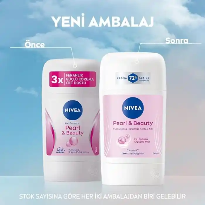 NIVEA Kadın Stick Deodorant Pearl & Beauty 50ml, 72 Saat Anti-perspirant, Yumuşak ve Pürüzsüz Koltuk Altı