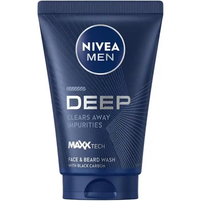 NIVEA MEN Erkek Yüz ve Sakal Temizleme Jeli Deep Dimension 100 ml,Nemlendirici,Yağ Arındırıcı,Aktif Karbon,Gün Boyu Ferahlık