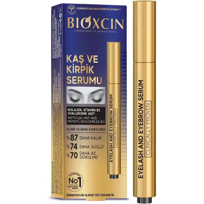 Bioxcin Kaş ve Kirpik Serumu – BioComplex B11, Hyaluronik Asit, Hint Yağı ve Peptit İçerikli – Gürleştirici ve Uzatıcı Etki – 10 ml