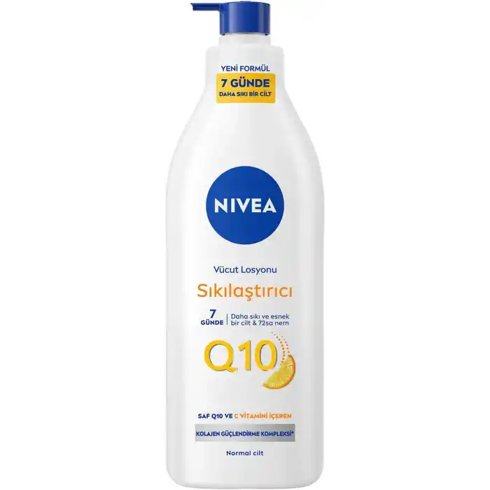 NIVEA Q10 Sıkılaştırıcı Vücut Losyonu 400 ml, 10 Günde Sıkı Cilt, 48 Saat Nemlendirme,C Vitamini,Kolajen,Normal Ciltler için Vücut Losyonu