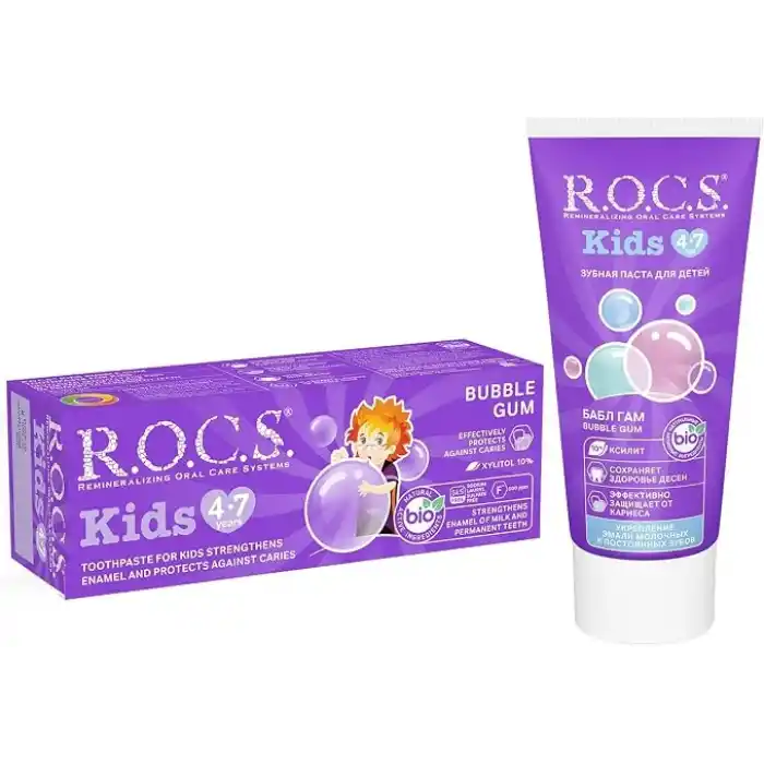 R.O.C.S. Kids 4-7 Yaş Florürsüz Diş Macunu Balon Sakızı Tadında