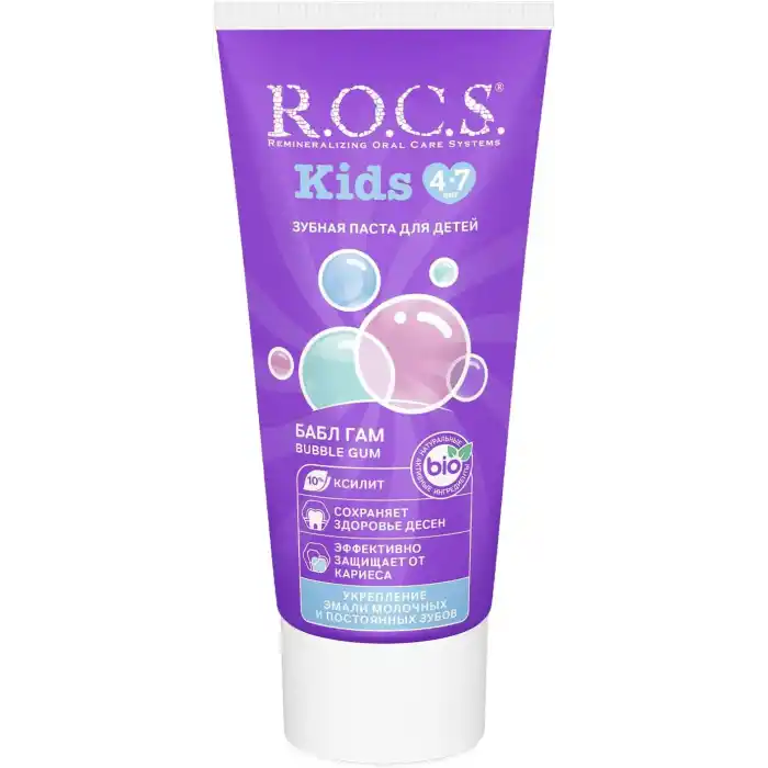 R.O.C.S. Kids 4-7 Yaş Florürsüz Diş Macunu Balon Sakızı Tadında