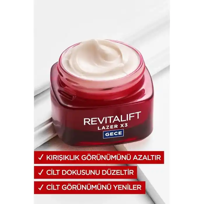 LOreal Paris Revitalift Lazer Yoğun Yaşlanma Karşıtı Gece Bakım Kremi (50 ml)