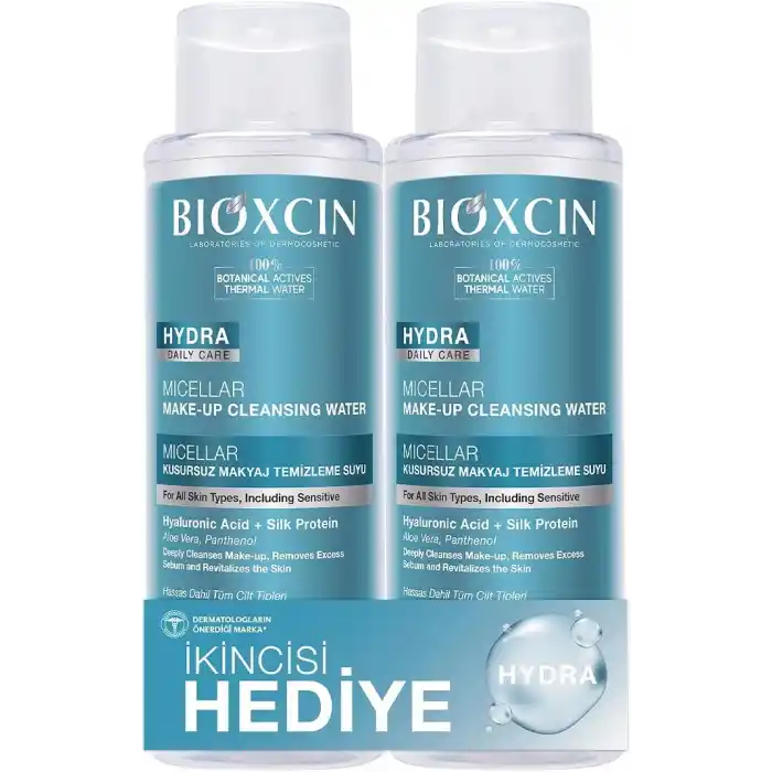 Bioxcin Hydra Micellar Kusursuz Makyaj Temizleme Suyu | 500 ml 1 Alana 1 Hediye | Vegan Misel Su | Tüm Cilt Tipleri İçin