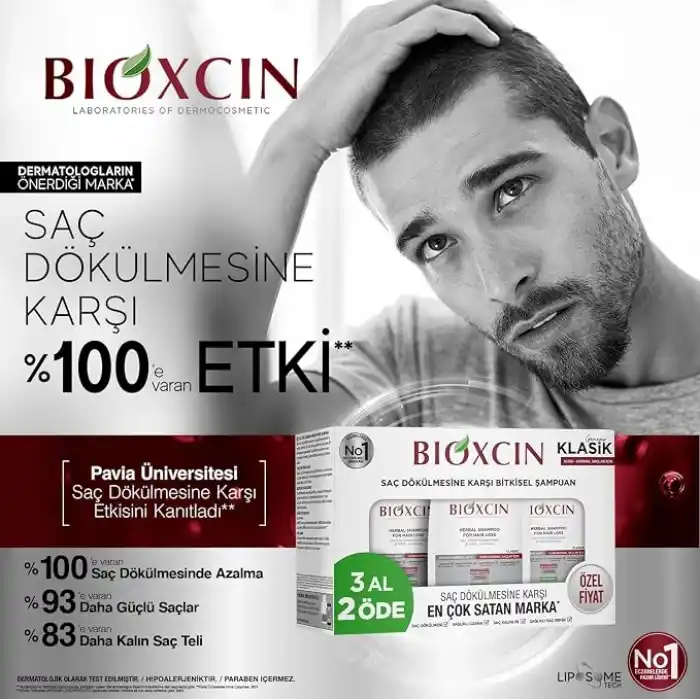 Bioxcin Klasik Bitkisel Kuru ve Normal Saçlar için 3x300 ml Saç Dökülmesine Karşı Şampuan