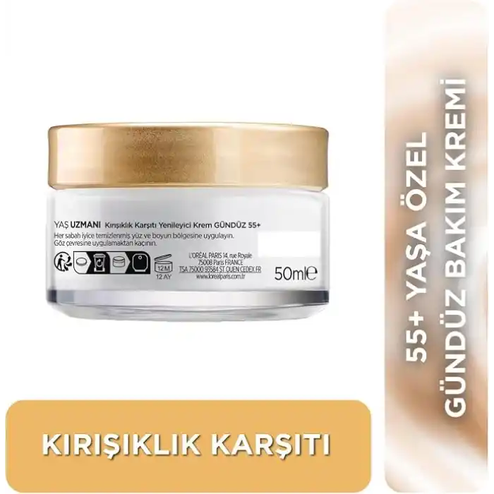 LOreal Paris Yaş Uzmanı 50+ Kırışıklık Karşıtı Yenileyici Krem