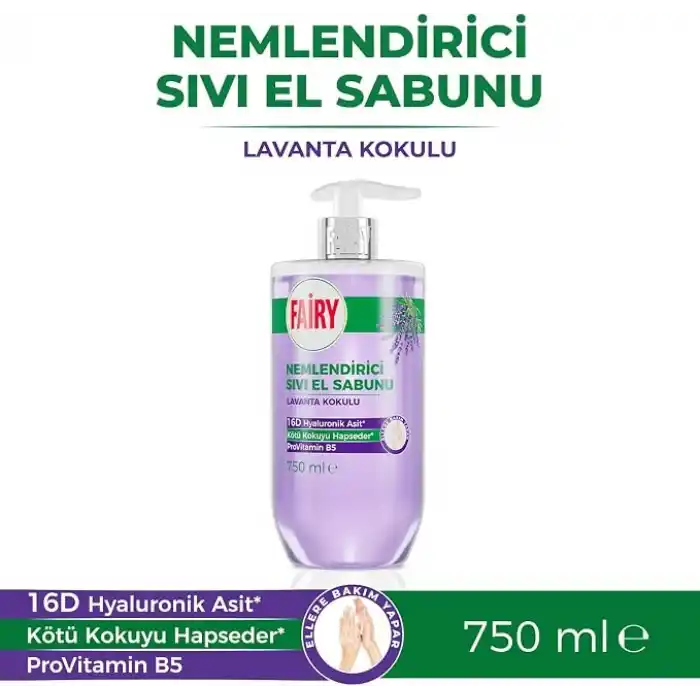 Fairy Nemlendirici Sıvı Sabun 750 ml | Lavanta | 16D Hyaluronik Asit, ProVitamin B5