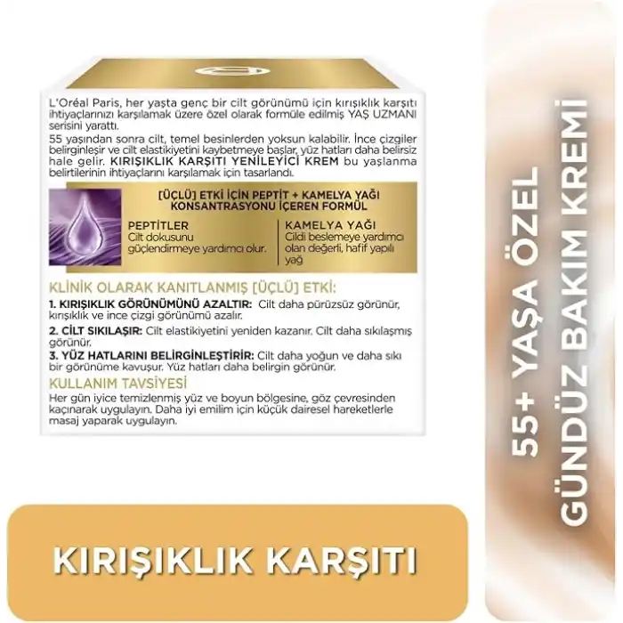 LOreal Paris Yaş Uzmanı 50+ Kırışıklık Karşıtı Yenileyici Krem