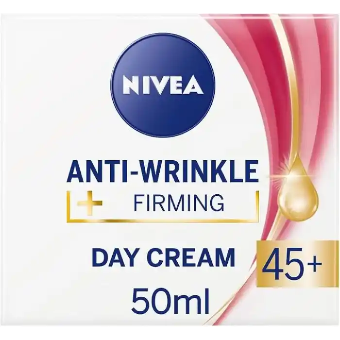 NIVEA Kırışıklık Karşıtı + Sıkılaştırıcı Krem Yaş 45+ (50 ml), Yaşa Özel Yüz Bakım Kremi, Kayısı Çekirdeği ve Shea Yağı ile Yoğun Cilt Bakım, UV Filtresi ile Güneş Koruması
