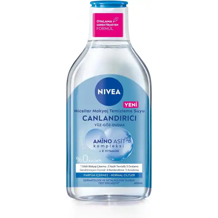 NIVEA 5in1 Canlandırıcı Micellar Makyaj Temizleme Suyu Normal Ciltler, 400 ml, Yüz Temizleyici