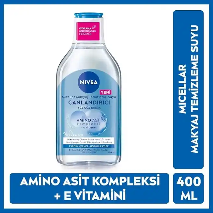 NIVEA 5in1 Canlandırıcı Micellar Makyaj Temizleme Suyu Normal Ciltler, 400 ml, Yüz Temizleyici