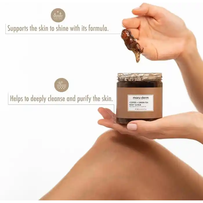 Maruderm Kahve ve Yeşil Çay Özlü Vücut Peelingi – BHA & Jojoba Yağı ile Arındırıcı, Söğüt Kabuğu Özütlü Peeling, 250 ML