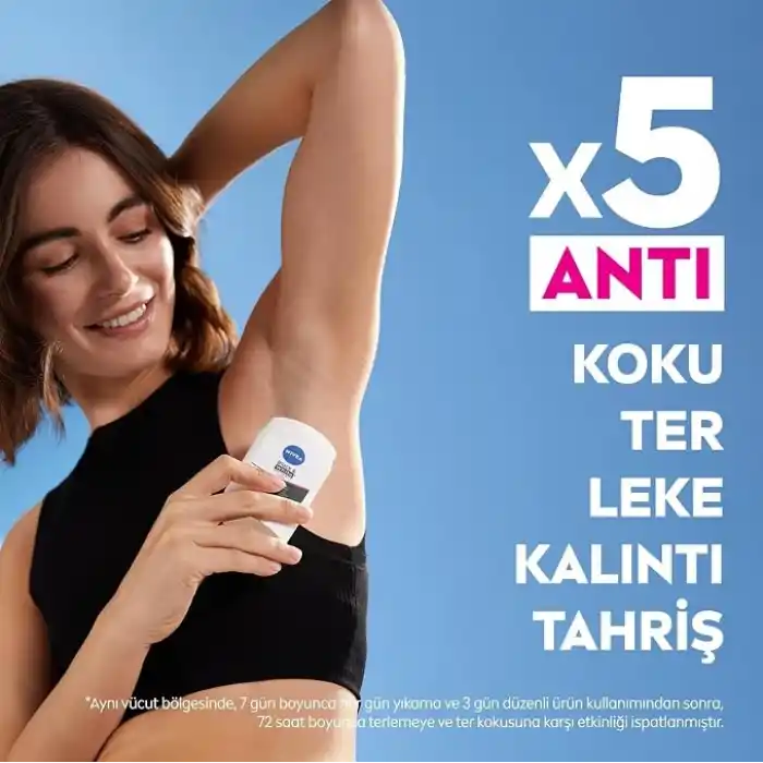 NIVEA Kadın Stick Deodorant Black&White Invisible Clear 72 Saat Anti-Perspirant Koruma, 50 ml