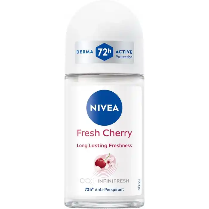 NIVEA Kadın Roll On Deodorant Fresh Cherry, 72 Saat Anti-perspirant Koruma, 50ml