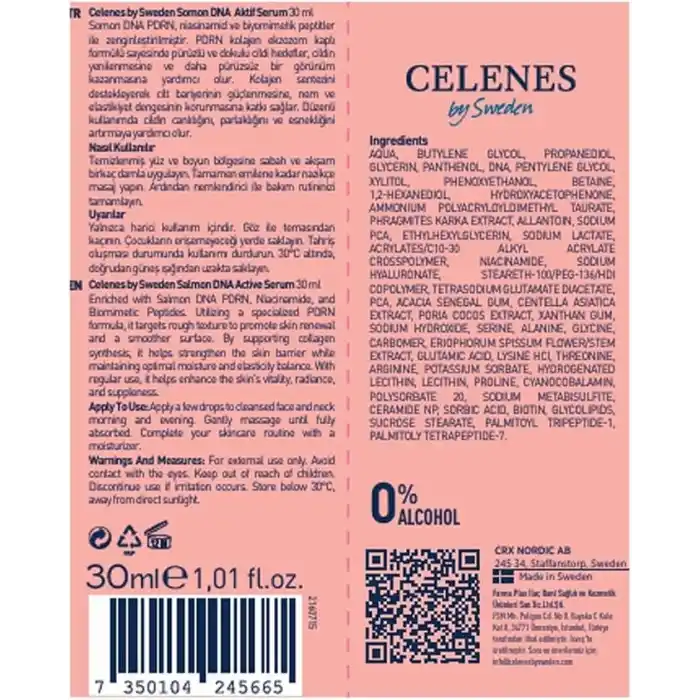Celenes By Sweden Somon DNA PDRN Onarıcı & Yenileyici Active Serum, 30 ml