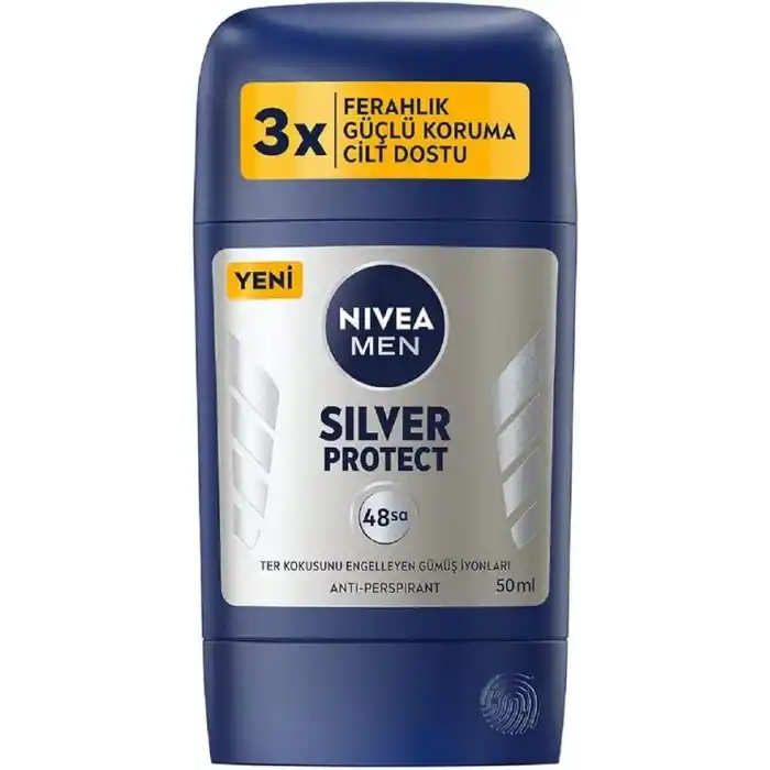 NIVEA MEN Erkek Stick Deodorant Silver Protect 50 ml, Ter ve Ter Kokusna Karşı 72 Saat Anti-perspira